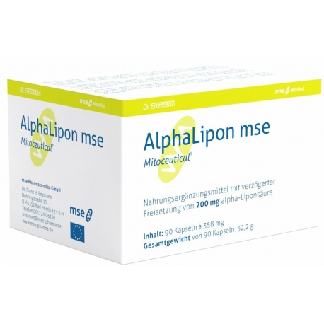Kwas Alfa Liponowy MSE, 200 mg Odporny na Sok Jelit, Biodostępna, Czystość, Opóźnione Uwalnianie,  Wegańskie - Dr. Enzmann