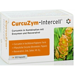 CurcuZym lntercell® Kurkumina + (Papaina, Bromelaina, Resweratrol) 100 Kapsułek