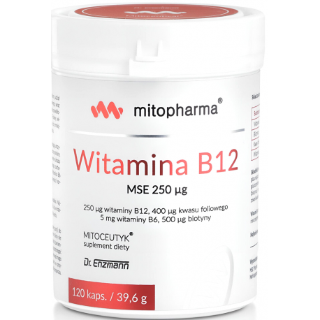 Witamina B12 MSE 250, Dr Enzmann® 120 Kapsułek  - Suplement diety